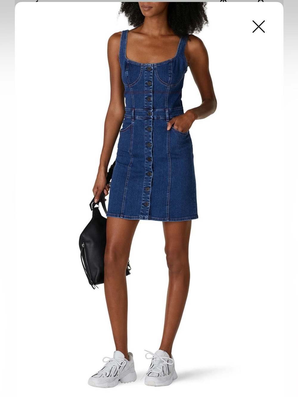 3x1 Denim Shannon Dress Button-Front Jeans Mini Dress Medium Kyla Blue Wash - Picture 15 of 16
